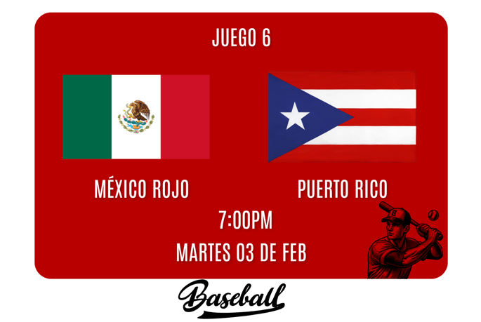 SERIE DEL CARIBE- MÉXICO ROJO VS PUERTO RICO- 03 DE FEBRERO